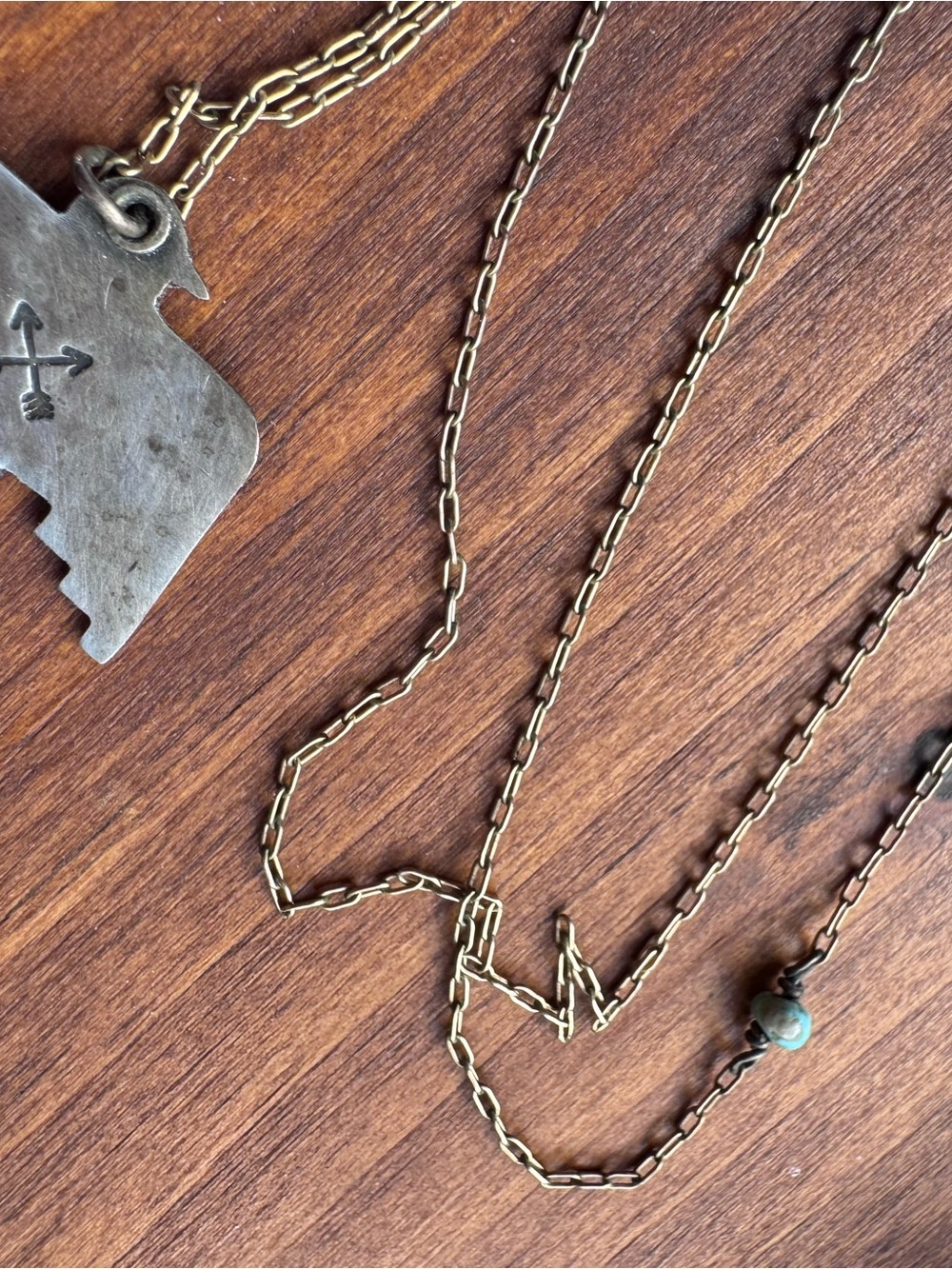 Ashley Weber Thunderbird Sterling Silver Turquoise Gold Fill Necklace